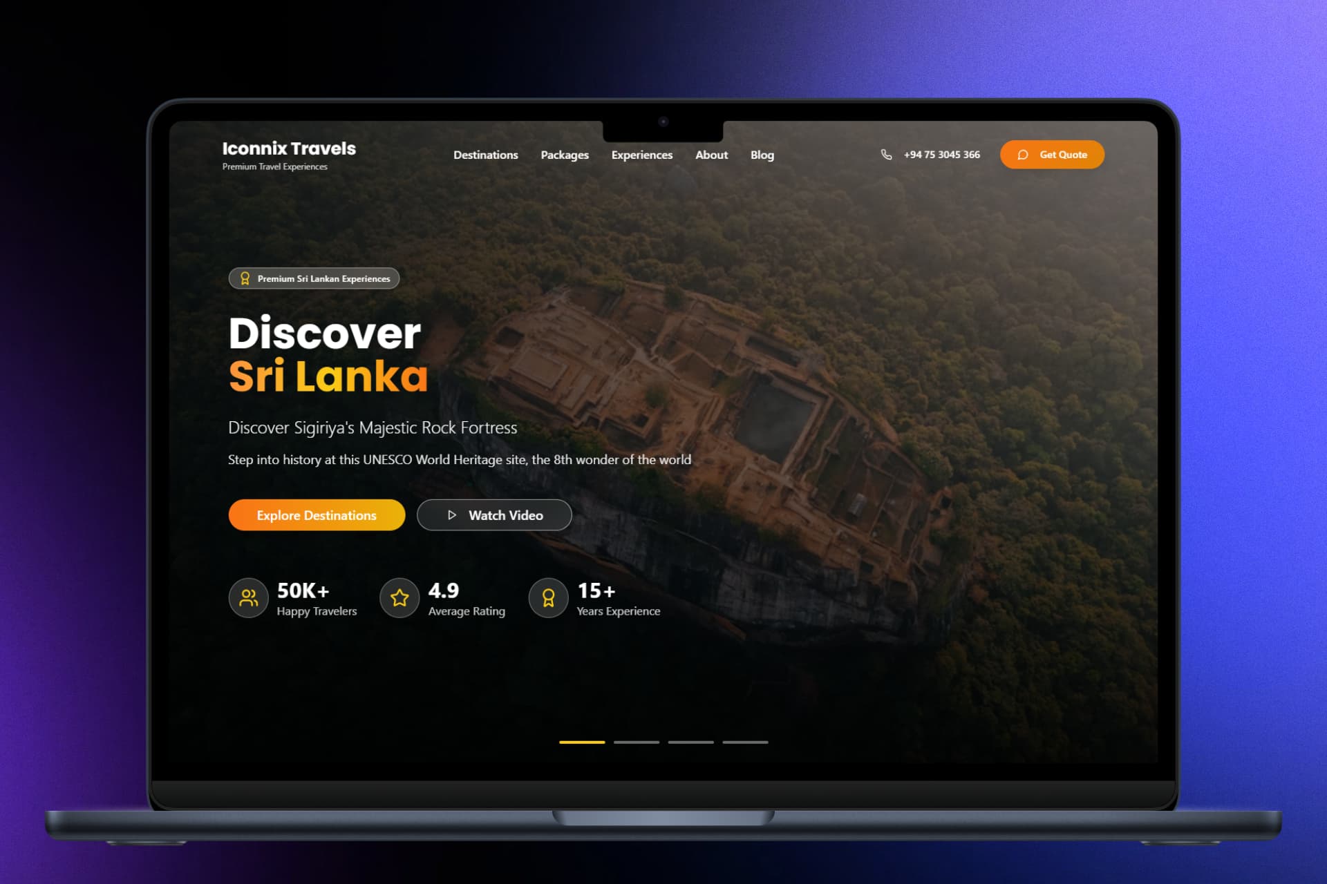 Travel agency destination and booking website designed by ICONNIX LK